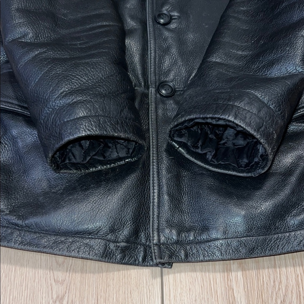 Vintage Men's Danier Black Military Field Jacket with Glossy Finish - Picture 6 of 16